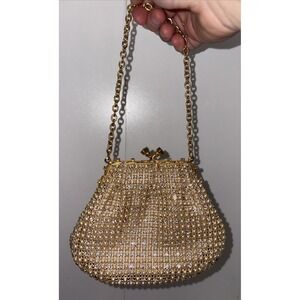 RARE Vintage Bloomingdales Clutch Evening Bag Rhindstone Pearls‎